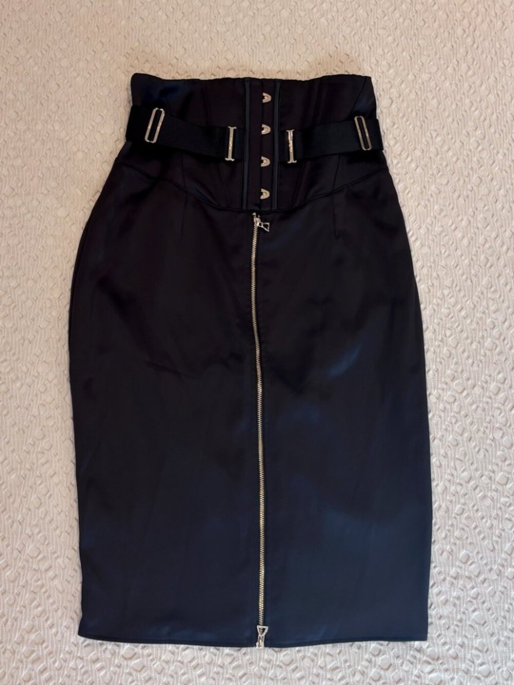 Honey Birdette Black Satin Corset Lace Up Skirt M